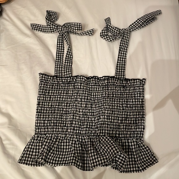Gingham Navy and White Crop Top - Picture 2 of 4